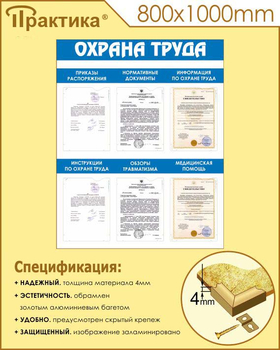 С101 Стенд охрана труда (800х1000 мм, пластик ПВХ 3 мм, алюминиевый багет золотого цвета) - Стенды - Стенды по охране труда - Магазин охраны труда ohranatruda-shop.ru